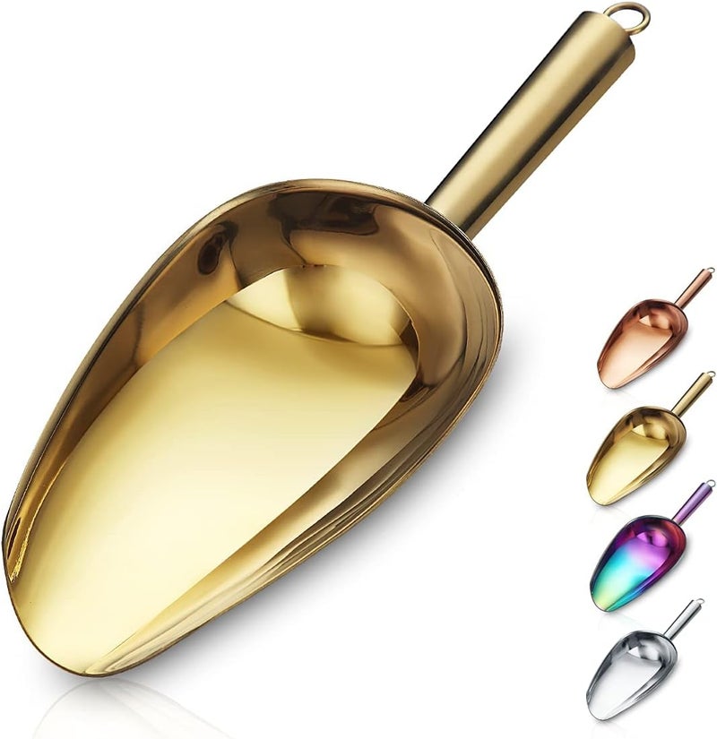 Berglander Stainless Steel Gold Ice Scoop 6 OZ, Titanium Golden Plating Metal Ice Scooper For Ice Maker, Multipurpose For Candy Wedding Kitchen Bar Party, Pet Animal Dog Food Scoop Beach Shovel - Image 1